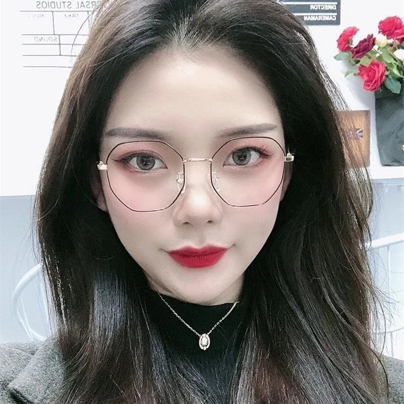Fashion Anti Blue Light Round Glasses Ultra-Light Metal Frame