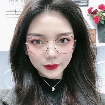 Fashion Anti Blue Light Round Glasses Ultra-Light Metal Frame