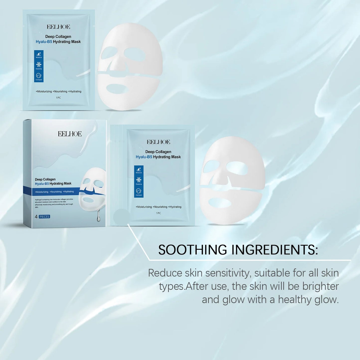 EELHOE Green Tea Collagen Face Mask Vitamin B5 Moisturizing