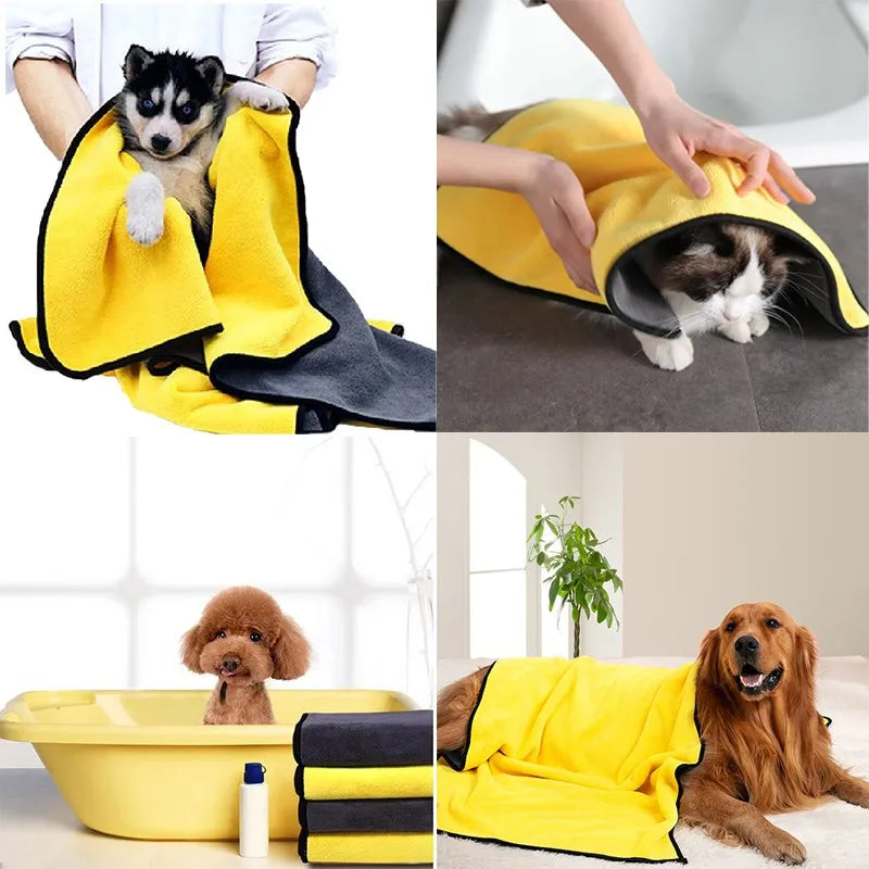 Quick Drying Dog And Cat Towels Soft Fiber Towels Absorbent Bath