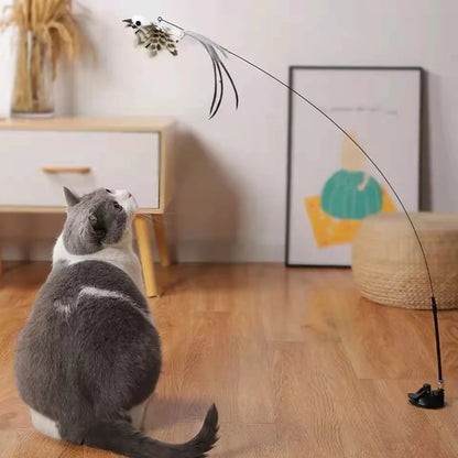 Simulation Bird Interactive Funny Cat Stick Toy Furry Feather Bird With Bell Sucker