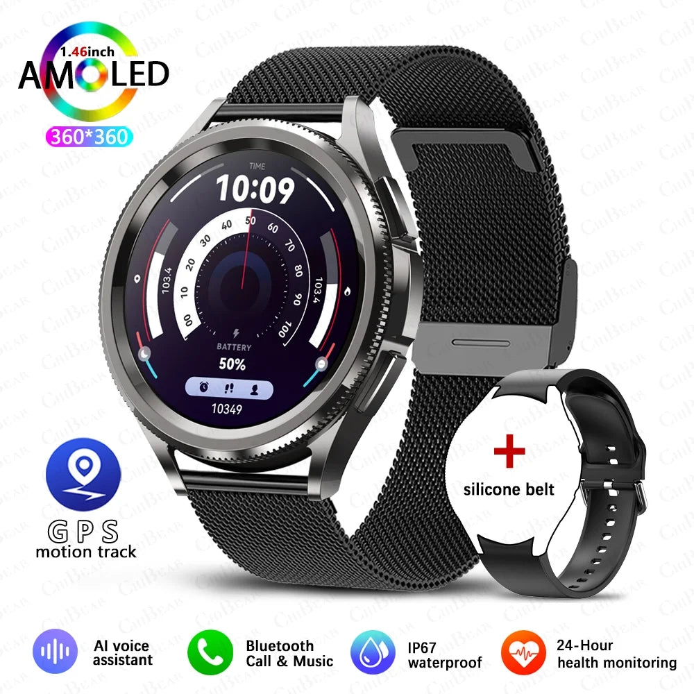 For Samsung Galaxy Watch 6 GPS Sport Smartwatch Men HD Screen GPS Fitness Tracker Waterproof