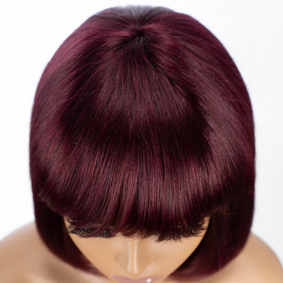99J Straight Short Bob – 180% Density Chinese Human Hair Wig