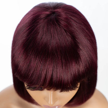 99J Straight Short Bob – 180% Density Chinese Human Hair Wig