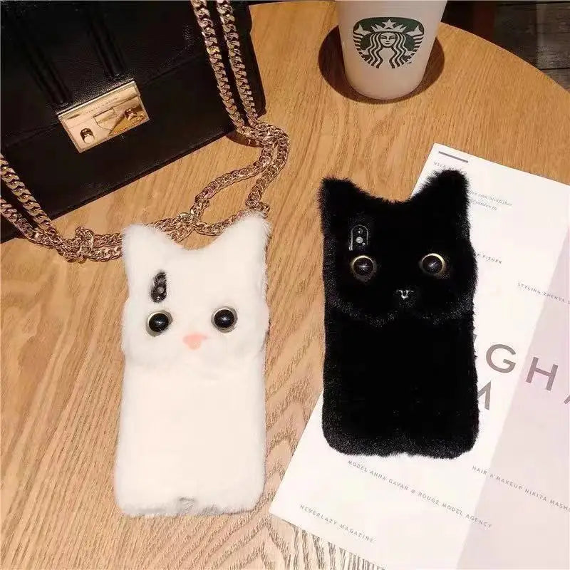 Plush Fur Phone Case For iPhone 15 14 XS XR X 13 12 11 Pro Max fluffy Fur Cover For iPhone 6 6S 7 8 Plus Cases