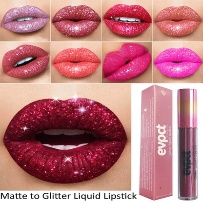 Waterproof Diamond Shimmer Glitter Lip Gloss 18 Colors