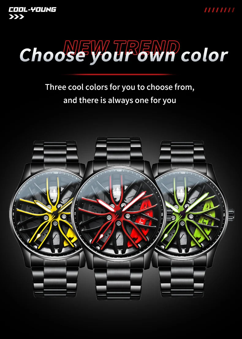 OLEVS Wheel Men's Luxury Watch Waterproof