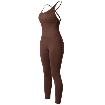 OMKAGI Women’s Full-Length Bodycon Jumpsuit – Sleeveless Athletic & Casual Wear