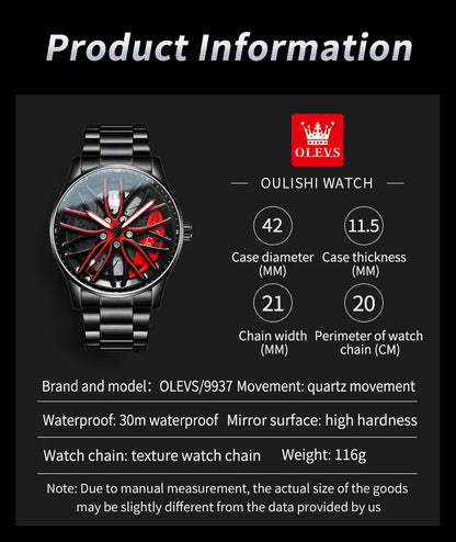 OLEVS Wheel Men's Luxury Watch Waterproof