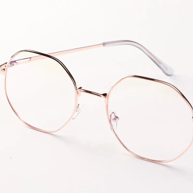 Fashion Anti Blue Light Round Glasses Ultra-Light Metal Frame