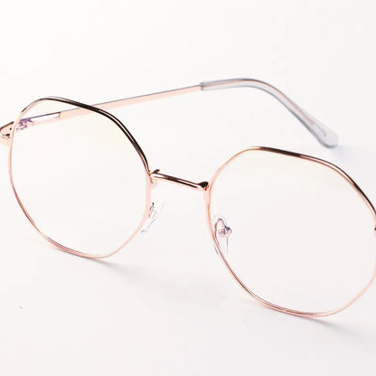 Fashion Anti Blue Light Round Glasses Ultra-Light Metal Frame
