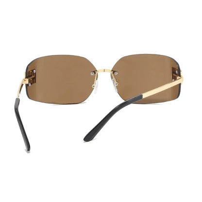 SOZO TU Funky Metal Luxury Rimless Sunglasses for Women
