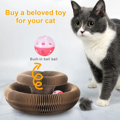 Magic Cat Scratcher Board with Ball – Fun &amp; Relaxing Toy for Cats