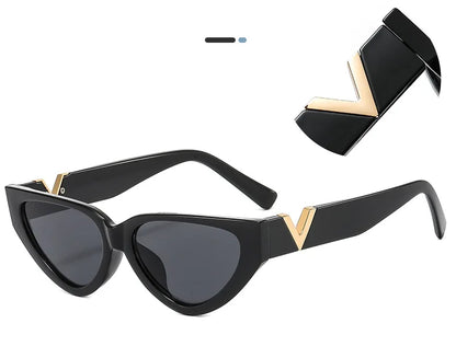 SHENGMEIYU Vintage Cat Eye Sunglasses – 2024 Fashion Luxury Women's Eyewear