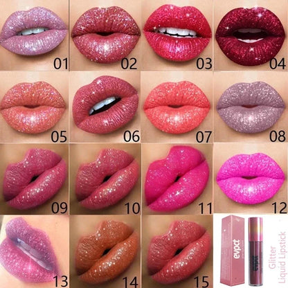 Waterproof Diamond Shimmer Glitter Lip Gloss 18 Colors