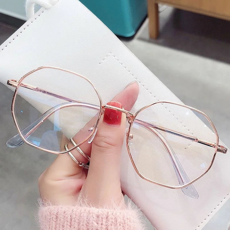 Fashion Anti Blue Light Round Glasses Ultra-Light Metal Frame
