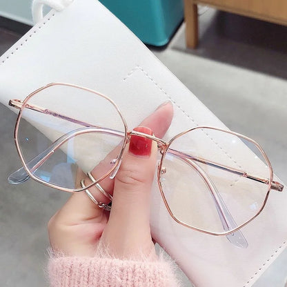 Fashion Anti Blue Light Round Glasses Ultra-Light Metal Frame