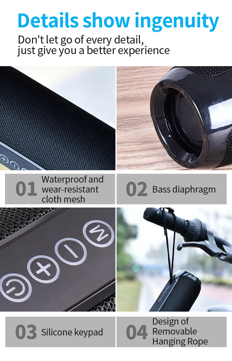 PartyBox TG117 Portable Bluetooth Speaker Outdoor Wireless Woofer Free Call /FM/TF Card/USB