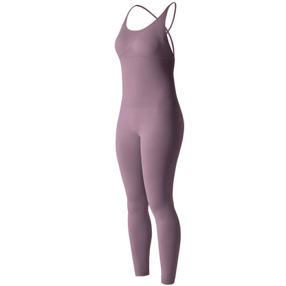 OMKAGI Women’s Full-Length Bodycon Jumpsuit – Sleeveless Athletic & Casual Wear