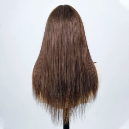 Sleek Human Hair Wigs With Bang Brazilian Straight Red Burgundy