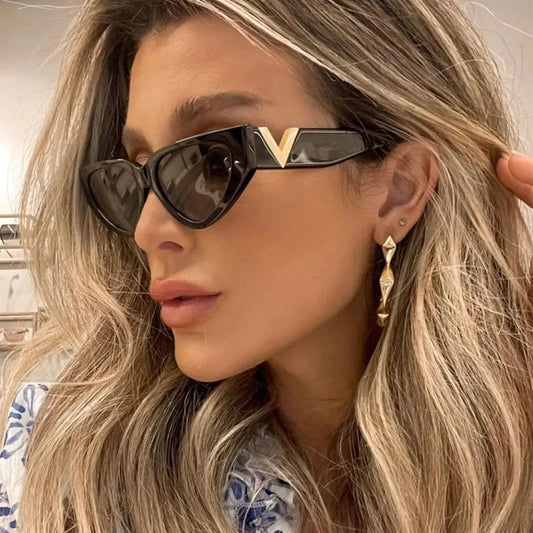 SHENGMEIYU Vintage Cat Eye Sunglasses – 2024 Fashion Luxury Women's Eyewear