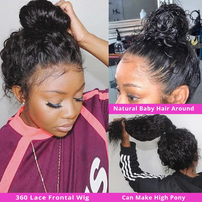 Human Hair Wigs 360 HD Lace Frontal Wig Curly