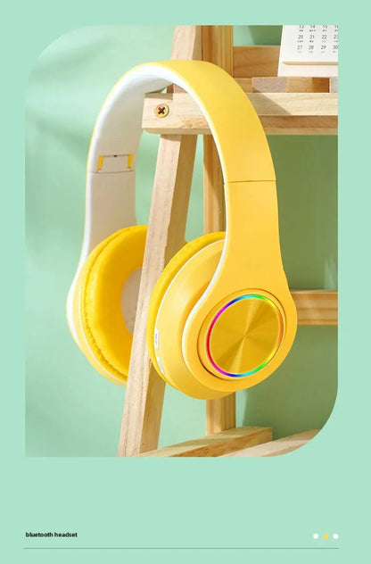 P95H,RGB,Moda Ears BT Wireless Headphone Com Mic E Flash Light, Capacete De Música Estéreo LED, Fone De Ouvido Dobrável, Present