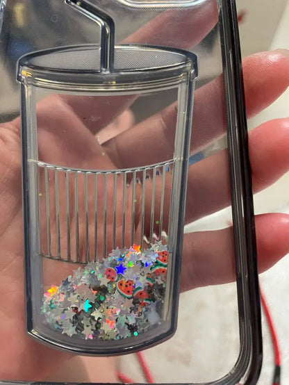 Glitter Milk Tea Cup Quicksand Case for iPhone 13 14 15 Pro Max