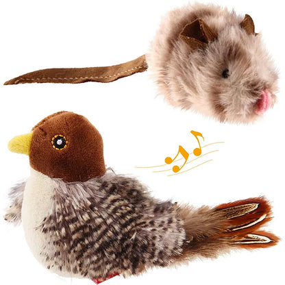 Pet Cat Toy – Sparrow and Mouse Shaped Simulation Sound Stuffed Toy