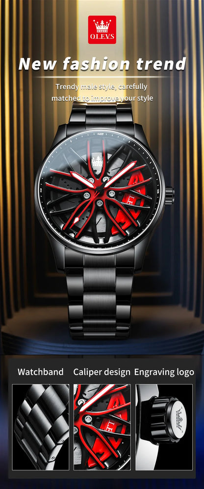 OLEVS Wheel Men's Luxury Watch Waterproof
