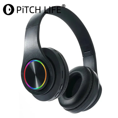 P95H,RGB,Moda Ears BT Wireless Headphone Com Mic E Flash Light, Capacete De Música Estéreo LED, Fone De Ouvido Dobrável, Present