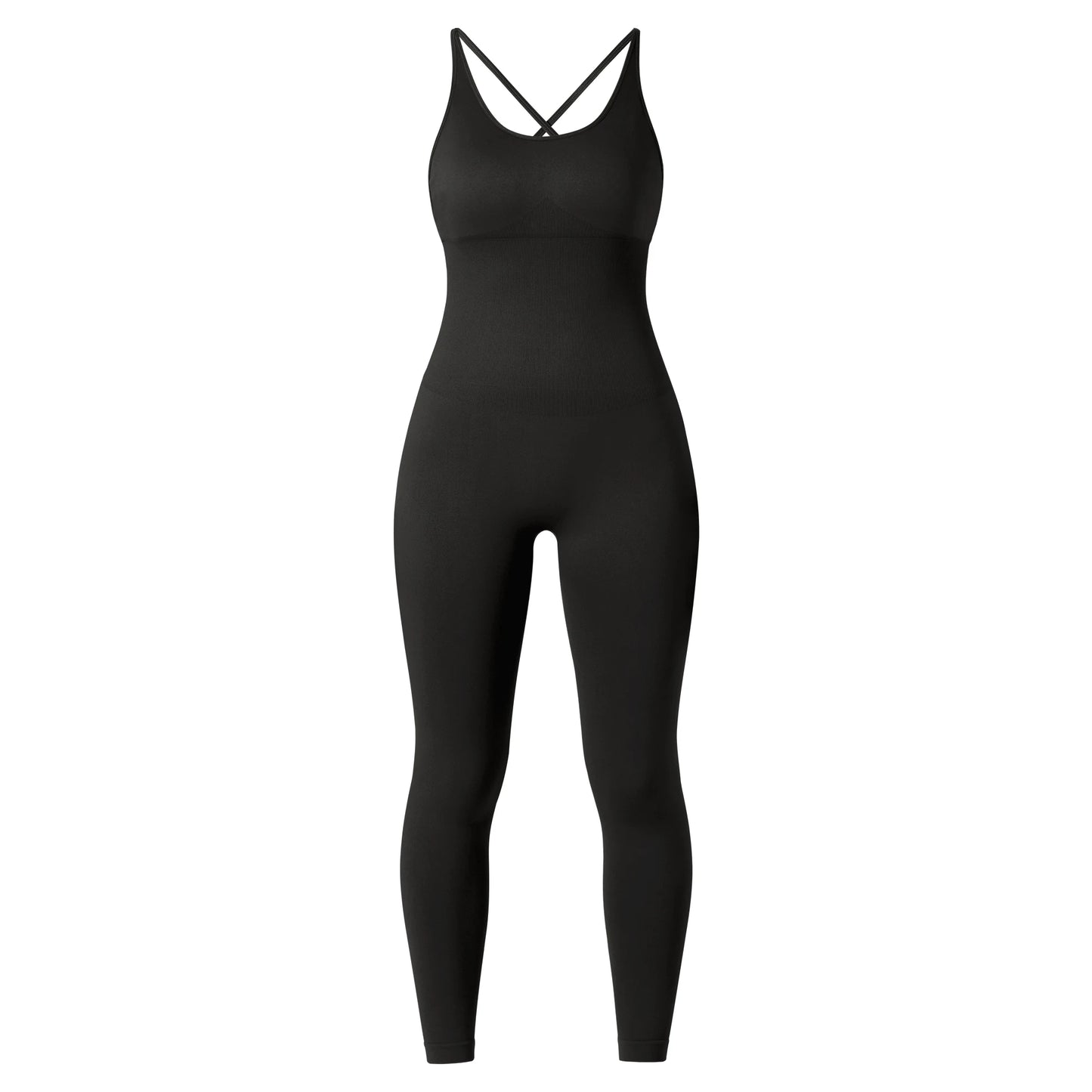 OMKAGI Women’s Full-Length Bodycon Jumpsuit – Sleeveless Athletic & Casual Wear