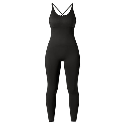 OMKAGI Women’s Full-Length Bodycon Jumpsuit – Sleeveless Athletic & Casual Wear