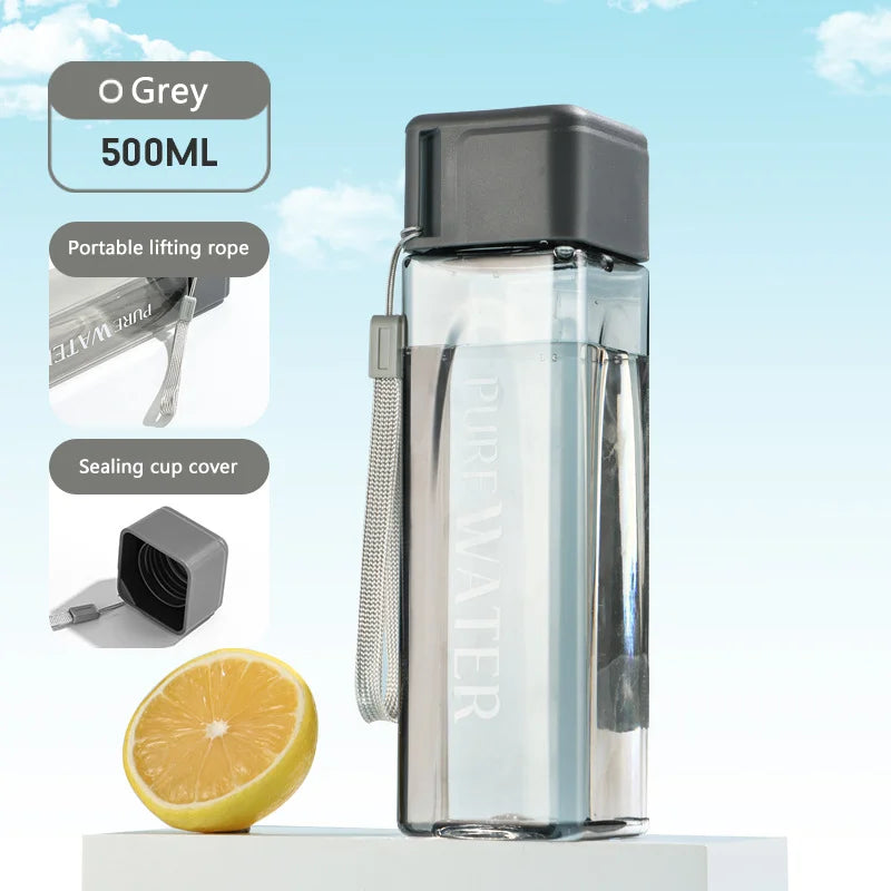 Simple Square Water Bottle Personalized 500ml Portable Creative