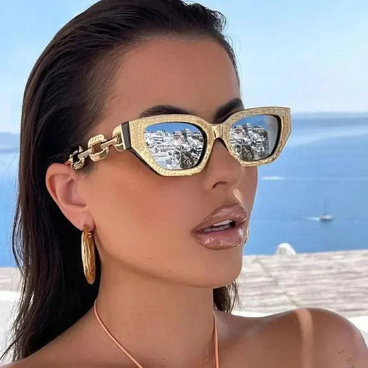 Women Vintage Brand Designer Black Sun Glasses UV400  Luxury Cat Eye