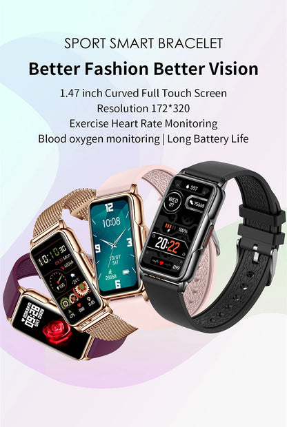 LIGE Smart Watch Women Full Touch Screen Bluetooth Call IP67 Waterproof
