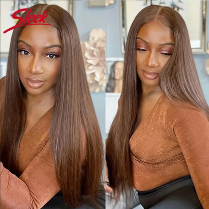 Sleek Human Hair Wigs With Bang Brazilian Straight Red Burgundy
