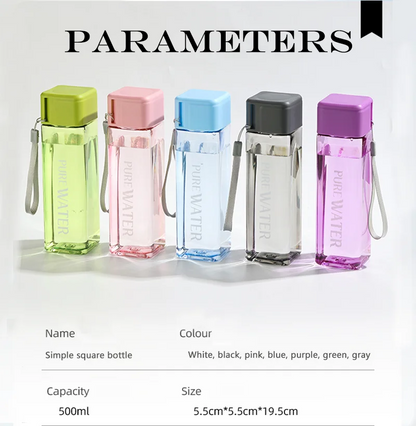 Simple Square Water Bottle Personalized 500ml Portable Creative