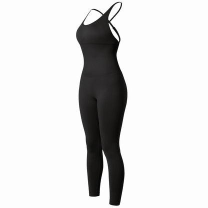 OMKAGI Women’s Full-Length Bodycon Jumpsuit – Sleeveless Athletic & Casual Wear