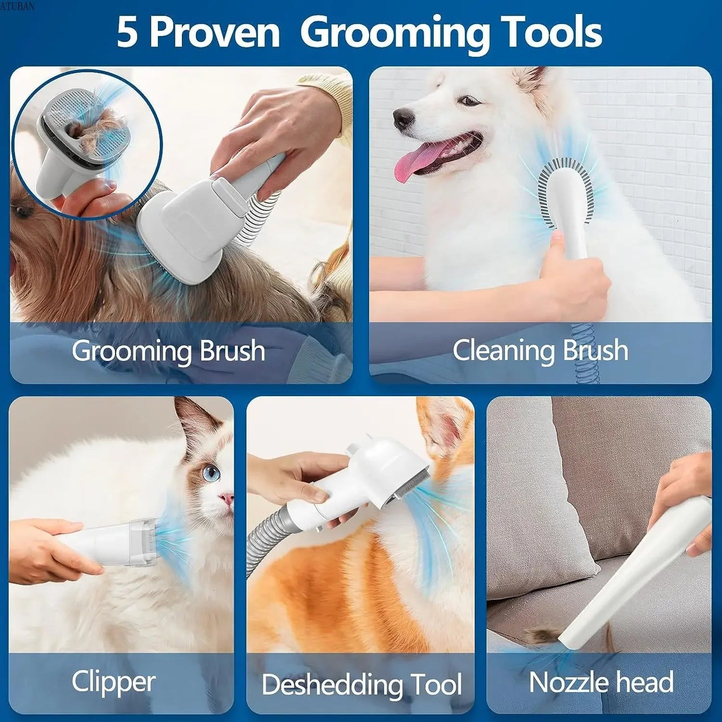 FurEase Pro Vacuum & Pet Grooming Kit with 2.3L Capacity Larger Pet Hair