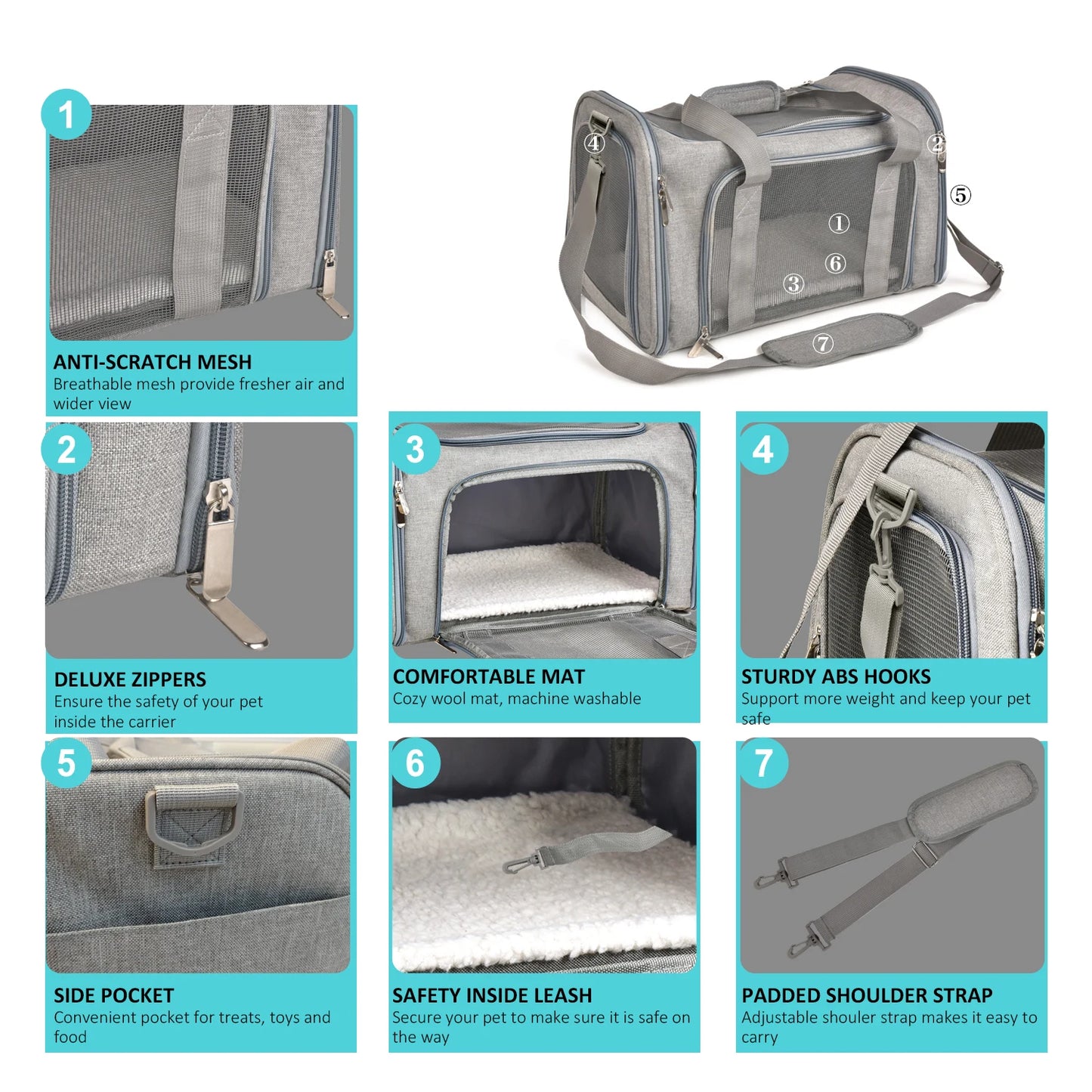 PawVoyage Cat Pet Carriers Dog Travel Bags Airline Transport For Small Dogs Cats Outgoing