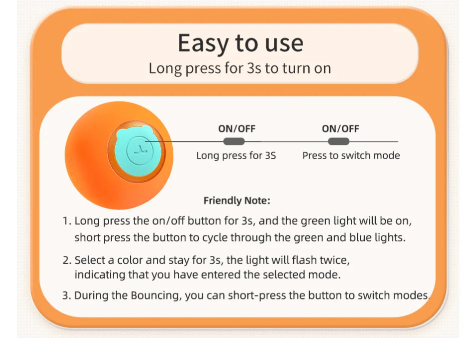 ROJECO Cat Toys Smart Interactive Cat Bouncing Ball Automatic Rolling Ball Training Self-moving Electric Toy Dog Pet Accessories