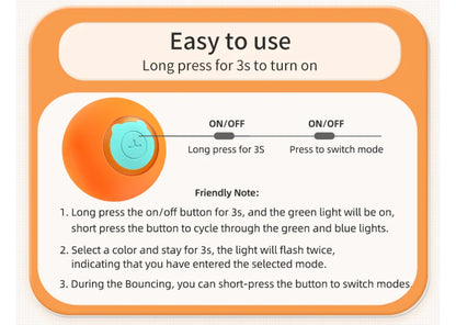 ROJECO Cat Toys Smart Interactive Cat Bouncing Ball Automatic Rolling Ball Training Self-moving Electric Toy Dog Pet Accessories