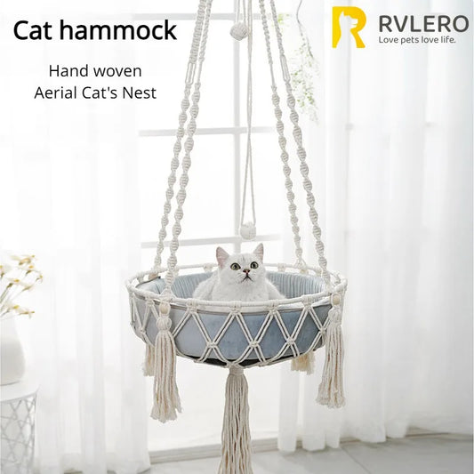 Hammock Cat Swing Hand Woven Cotton Rope Cats Hanging