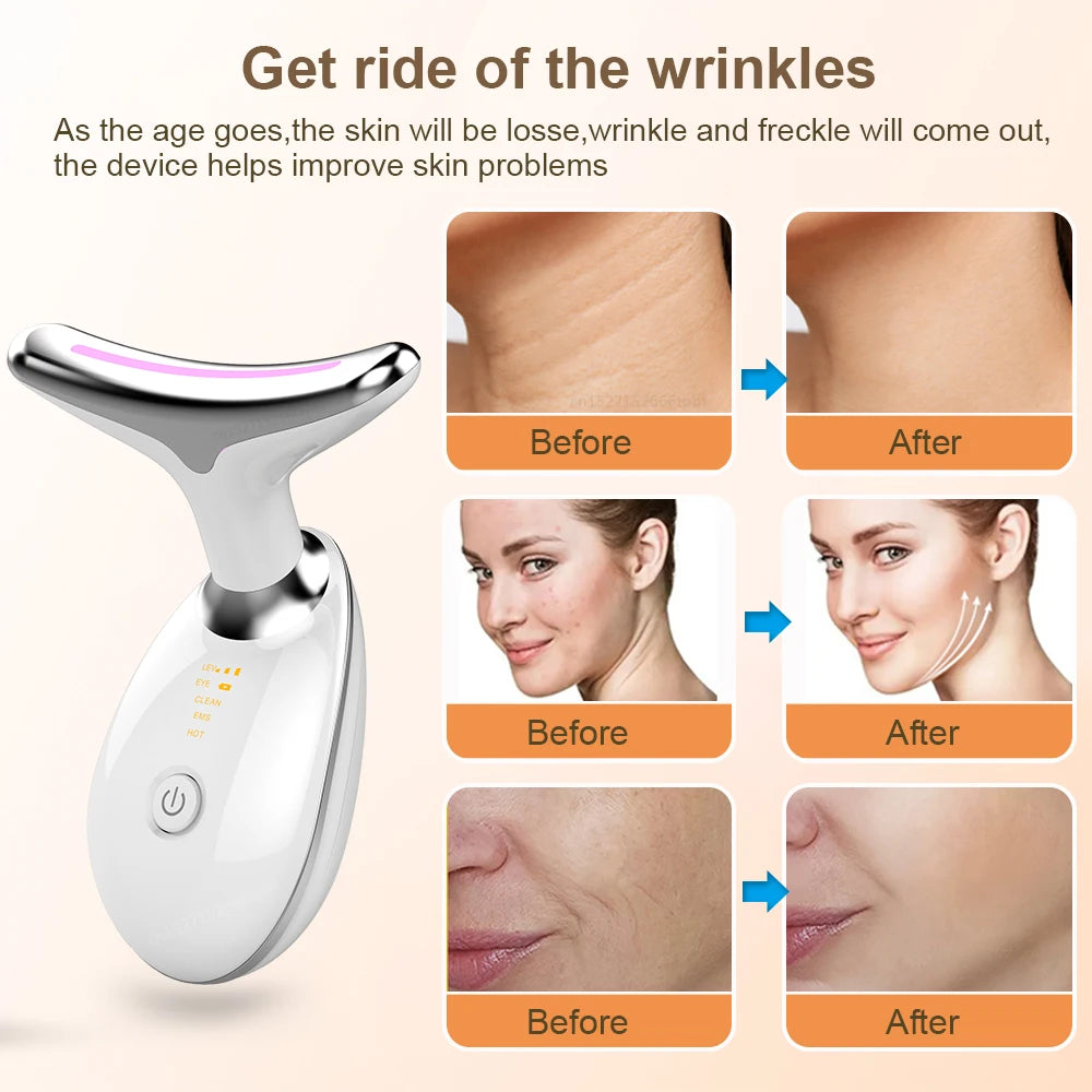 Neck Massager Facial Lifting Three Light Mode Electric Skin Tightener LED Beauty Instrument