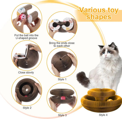 Magic Cat Scratcher Board with Ball – Fun &amp; Relaxing Toy for Cats