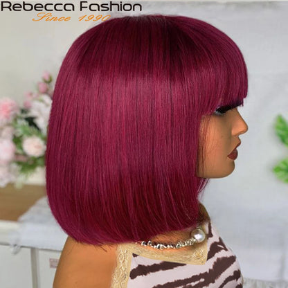 99J Straight Short Bob – 180% Density Chinese Human Hair Wig
