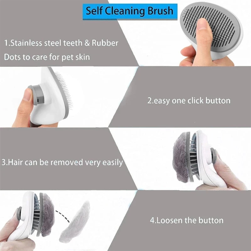 Pet Hair Removal Comb – Stainless Steel Grooming Brush for Dogs and Cats