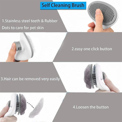 Pet Hair Removal Comb – Stainless Steel Grooming Brush for Dogs and Cats
