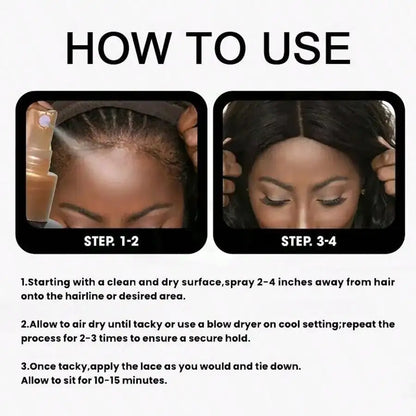 Melting and Holding Spray Glue-Less Hair